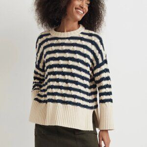 Madewell Cable-Knit Oversized Sweater in Stripe